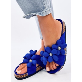 Flip-Flops aus Kork mit Kissenblumen in Charss Blue blau 2