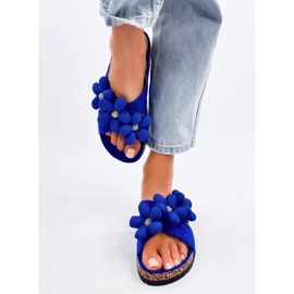Flip-Flops aus Kork mit Kissenblumen in Charss Blue blau 1