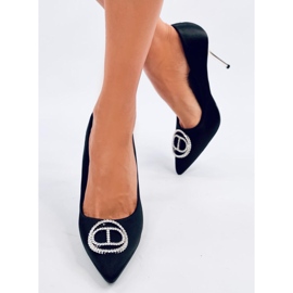 Malconi Schwarze High Heels mit Kristallverzierung 2