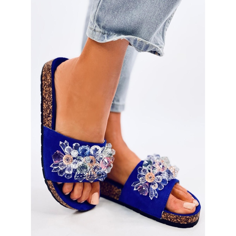 Kork-Flip-Flops mit malivblauen Steinen 2