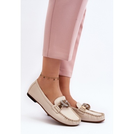 Damen-Ledermokassins mit Verzierung Laura Messi 2761 Hellbeige 2