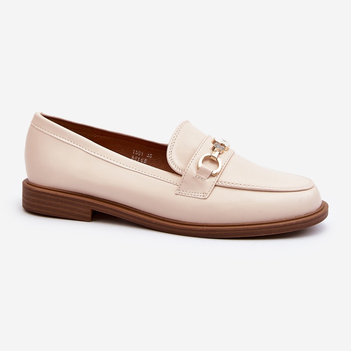 Damen-Loafer aus Öko-Leder mit flachem Absatz, Beige Vimedia 1