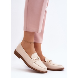 Damen-Loafer aus Öko-Leder mit flachem Absatz, Beige Vimedia 2