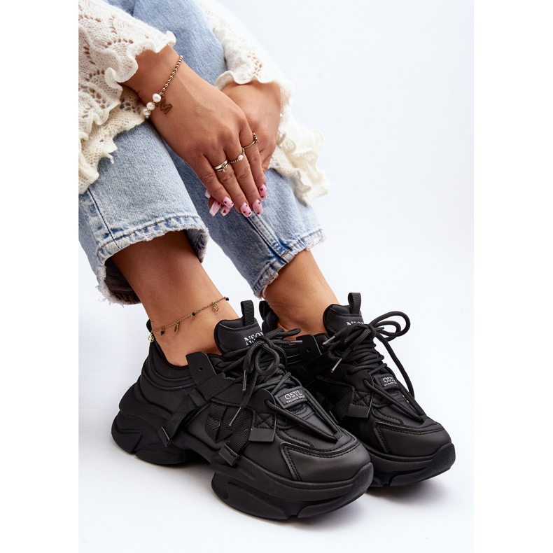 Damen-Sneaker mit dicker Sohle, schwarzes Windamella 2