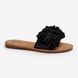 Damen-Flip-Flops mit Blumenmuster, Schwarz Eelfan 2