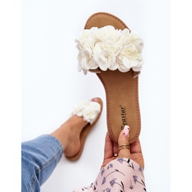 Damen-Flip-Flops mit Blumen, weißer Eelfan 2