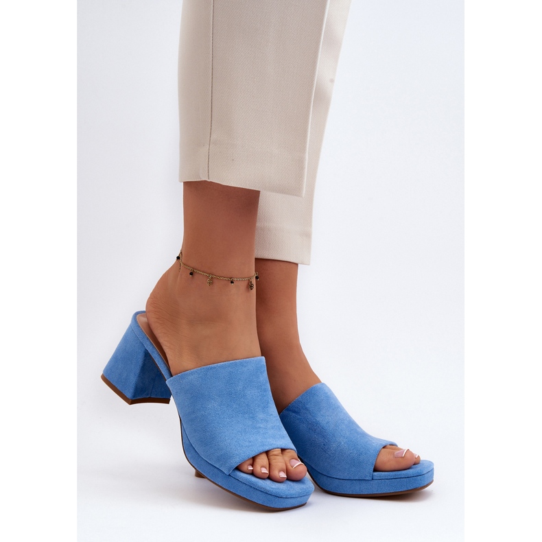 Blaue Damen-Flip-Flops mit hohem Absatz Bralya 2