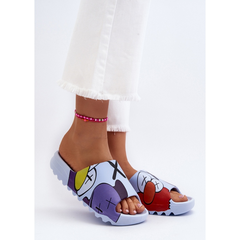 Gummi-Flip-Flops mit blauem Monster-Aufdruck 1