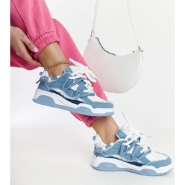 Blaue Sneakers mit Einsätzen aus Melilot-Stoff 1