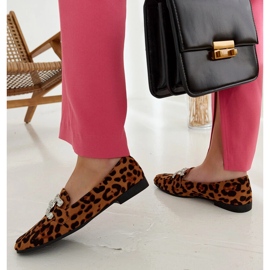 Leoparden-Mokassins, verziert mit Sanny-Zirkonen braun 1