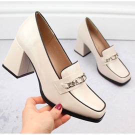 Damen-Lackschuhe mit Zierabsatz, beige Potocki 12322 1