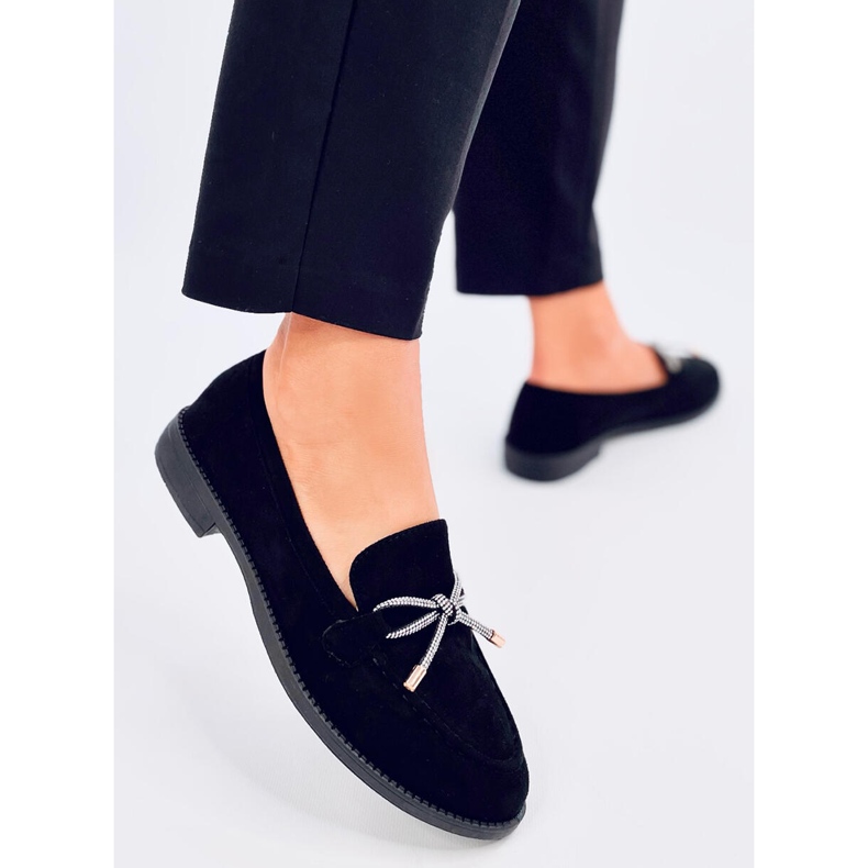 Schwarze Damen-Mokassins aus Wildleder von Saras 2