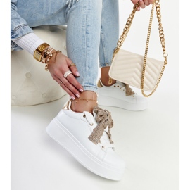 Weiße Turnschuhe auf hohem Plateau Rensje 1