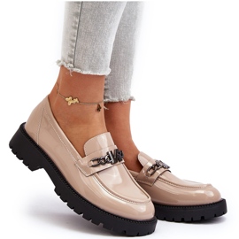 Vinceza Damen-Mokassins aus Lackleder mit flachem Absatz, Beige Ezoma 9