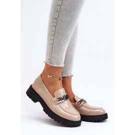 Vinceza Damen-Mokassins aus Lackleder mit flachem Absatz, Beige Ezoma 2