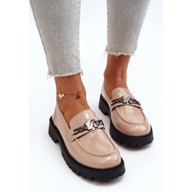 Vinceza Damen-Mokassins aus Lackleder mit flachem Absatz, Beige Ezoma 5
