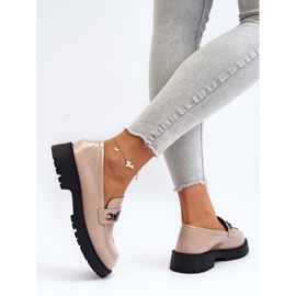 Vinceza Damen-Mokassins aus Lackleder mit flachem Absatz, Beige Ezoma 7