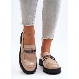 Vinceza Damen-Mokassins aus Lackleder mit flachem Absatz, Beige Ezoma 8