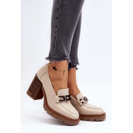 Vinceza Pumps auf massivem High-Heel mit Verzierung, beige Oradna 2