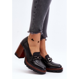 Vinceza Pumps auf massivem High-Heel mit Verzierung, Black Oradna schwarz 2