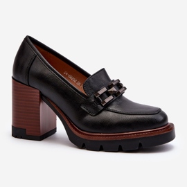 Vinceza Pumps auf massivem High-Heel mit Verzierung, Black Oradna schwarz 1