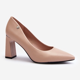 Vinceza Beigefarbene High-Heel-Pumps aus Öko-Leder Giseleni 1