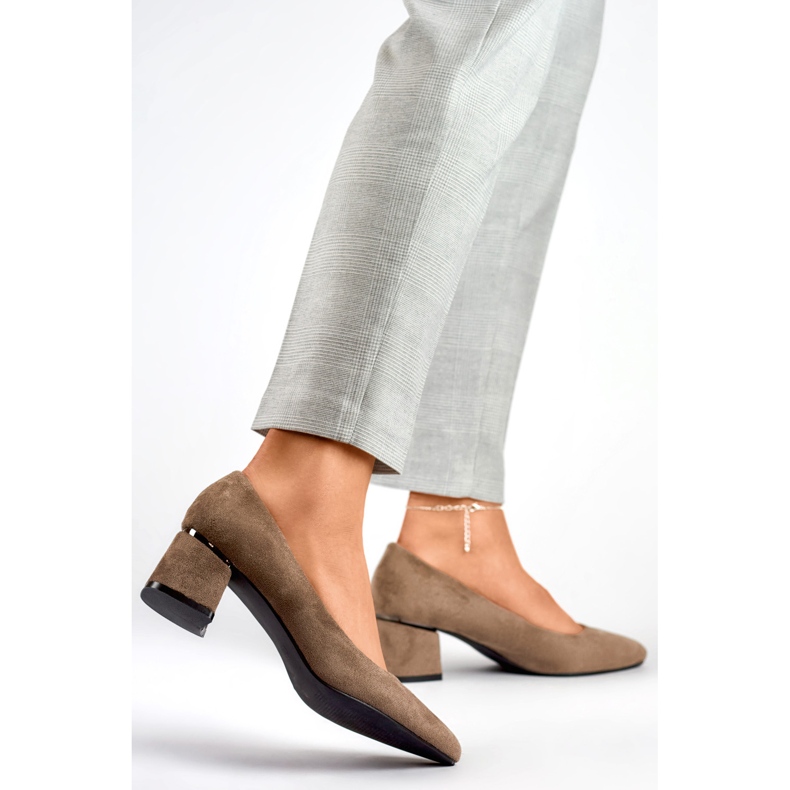 Wildlederpumps mit niedrigem Absatz, braune Pumps mit niedrigem Absatz 2