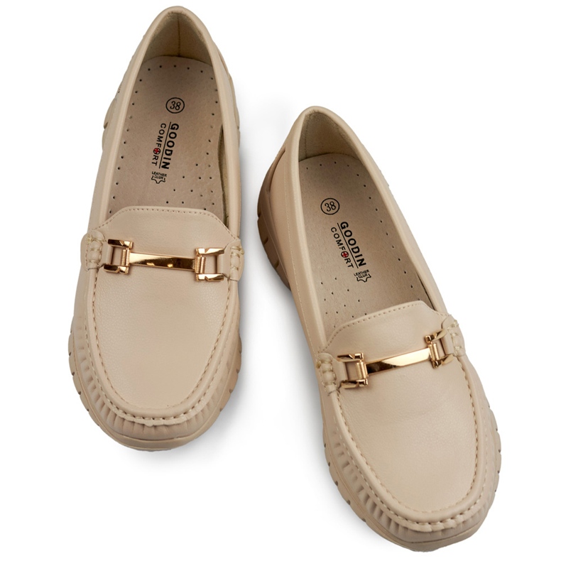 Bequeme Damen-Loafer in weichem Beige 1