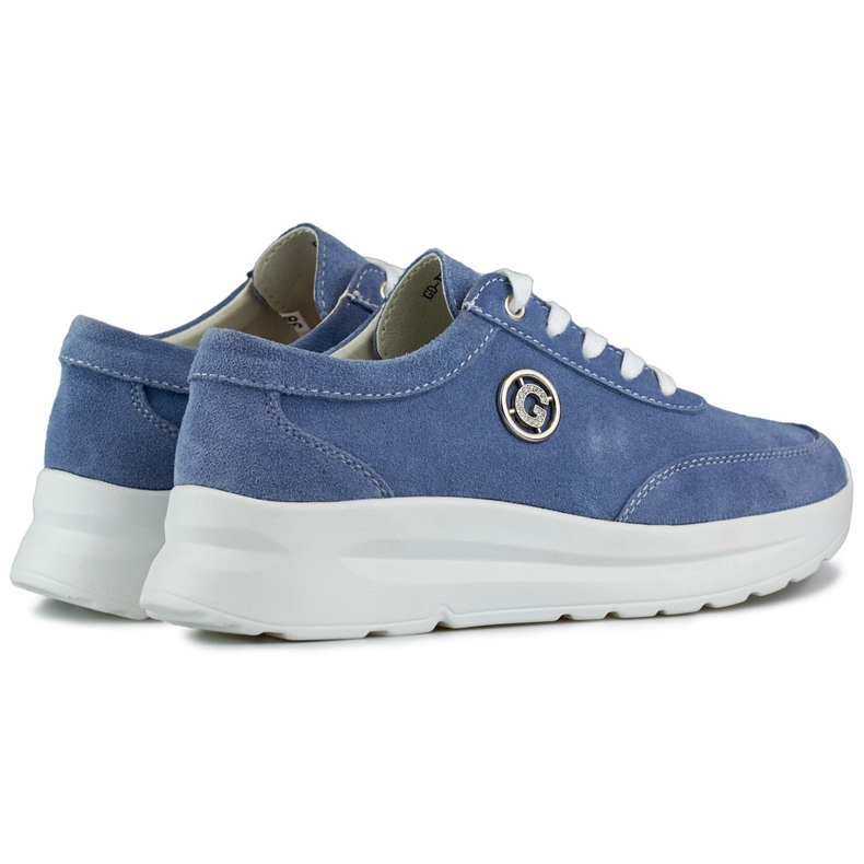 Damen-Sneaker aus Naturleder in Jeansfarbe blau 1