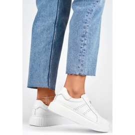 Weiße Damen-Sportschuhe aus Naturleder, Damen-Lederschuhe 2