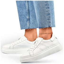 Weiße Damen-Sportschuhe aus Naturleder, Damen-Lederschuhe 3