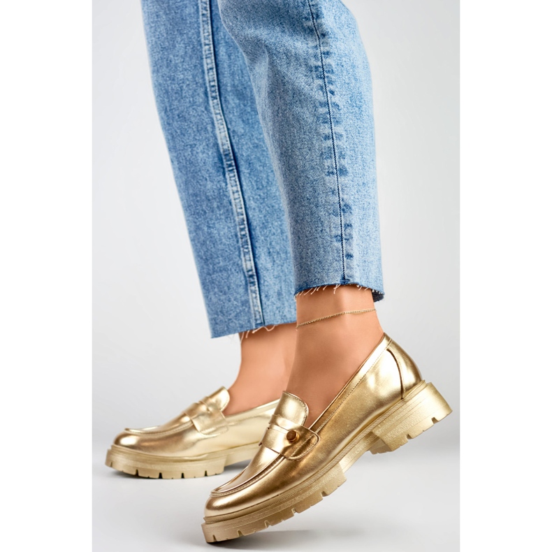 Goldene Damenschuhe mit dicker Sohle 2