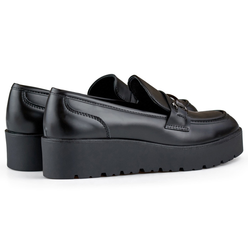Schwarze Damenschuhe mit niedrigem Keilabsatz, Damenschuhe mit Plateau, schwarz 1