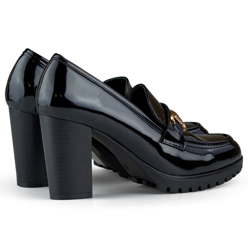 Damen-Lacklederschuhe mit hohem Absatz, schwarze Lackpumps 1