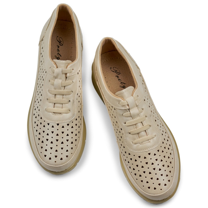Bequeme Damenschuhe mit Gummizug beige 1