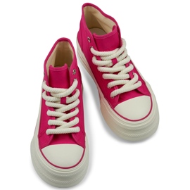 Rosa Sneaker mit dicker Sohle, High-Top-Sneaker für Damen 1