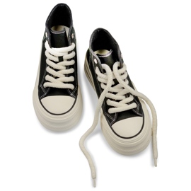 Schwarze Sneakers mit dicker Sohle, High-Top-Sneaker für Damen 1