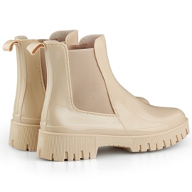Beige Damen-Gummistiefel mit dicker Sohle 1