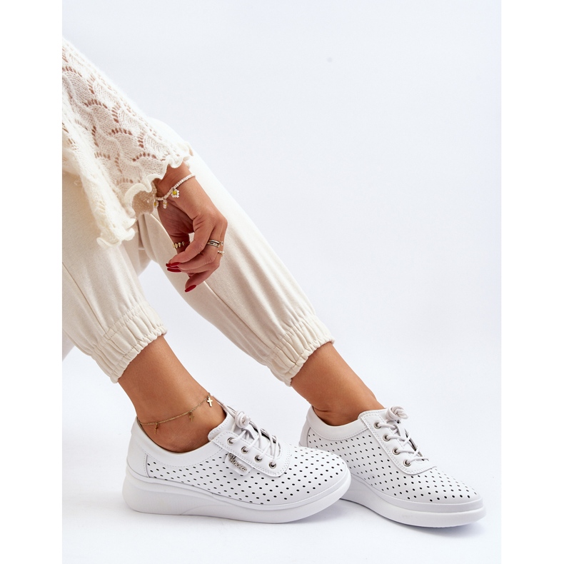 Vinceza Damen-Sport-Sneaker aus Leder, Weiß, Brumia 1