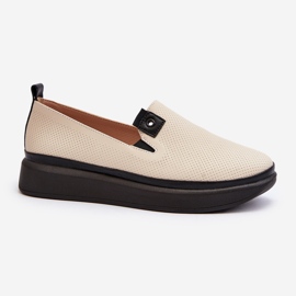Vinceza Damen-Espadrilles aus Leder auf der beigefarbenen Plattform Tigera 1