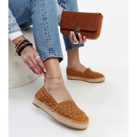 Braune Spitzen-Espadrilles auf der Samra-Plattform 1