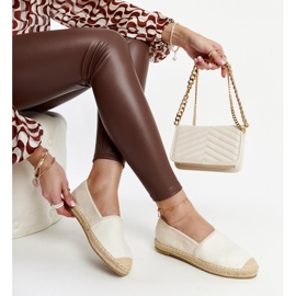 Hellbeige Espadrilles mit Glanz auf der Ming-Plattform 1