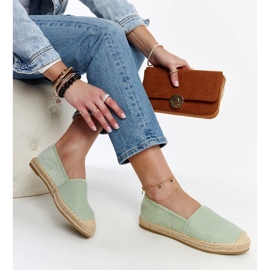 Olivgrüne Espadrilles mit Glanz auf der Ming-Plattform 1