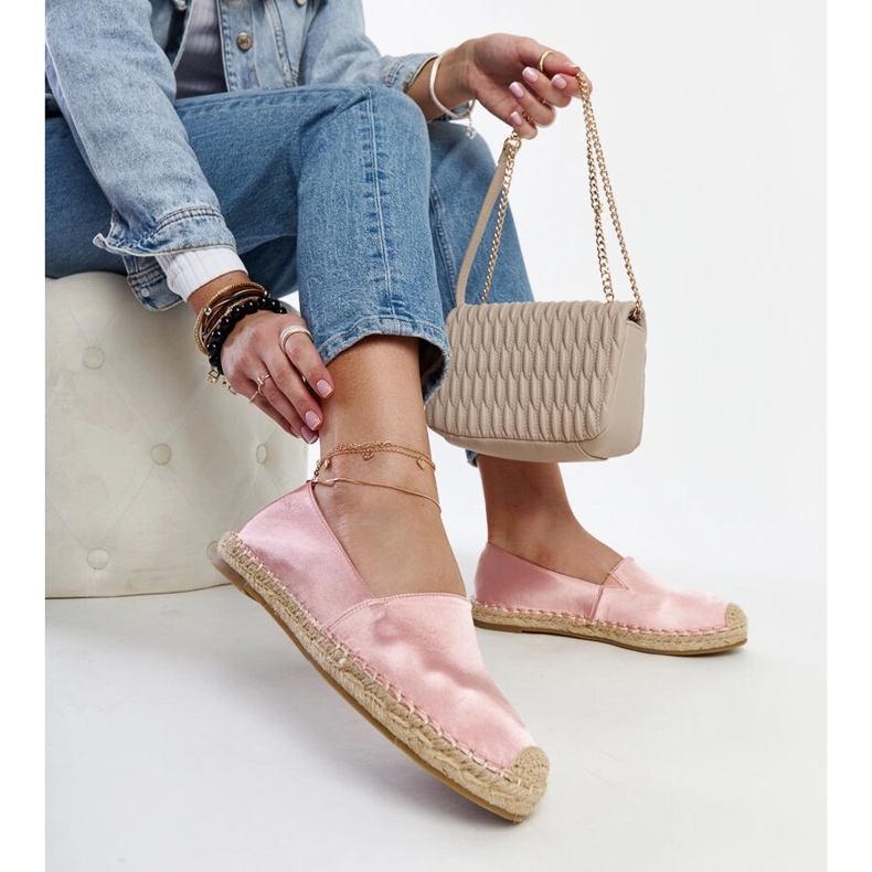 Hellrosa glänzende Espadrilles mit Caithlin-Plateau 1