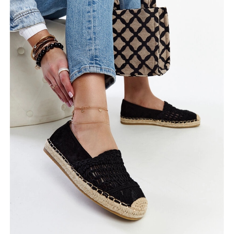 Schwarze durchbrochene Espadrilles von Gordana 1