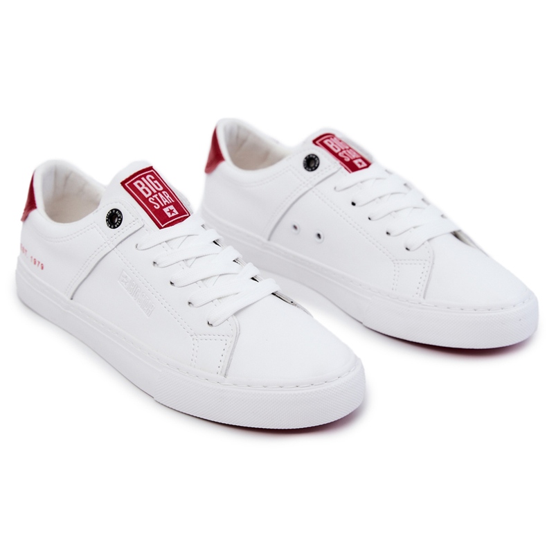 Leder Herren Sneakers Big Star JJ174106 Weiß-Rot 5