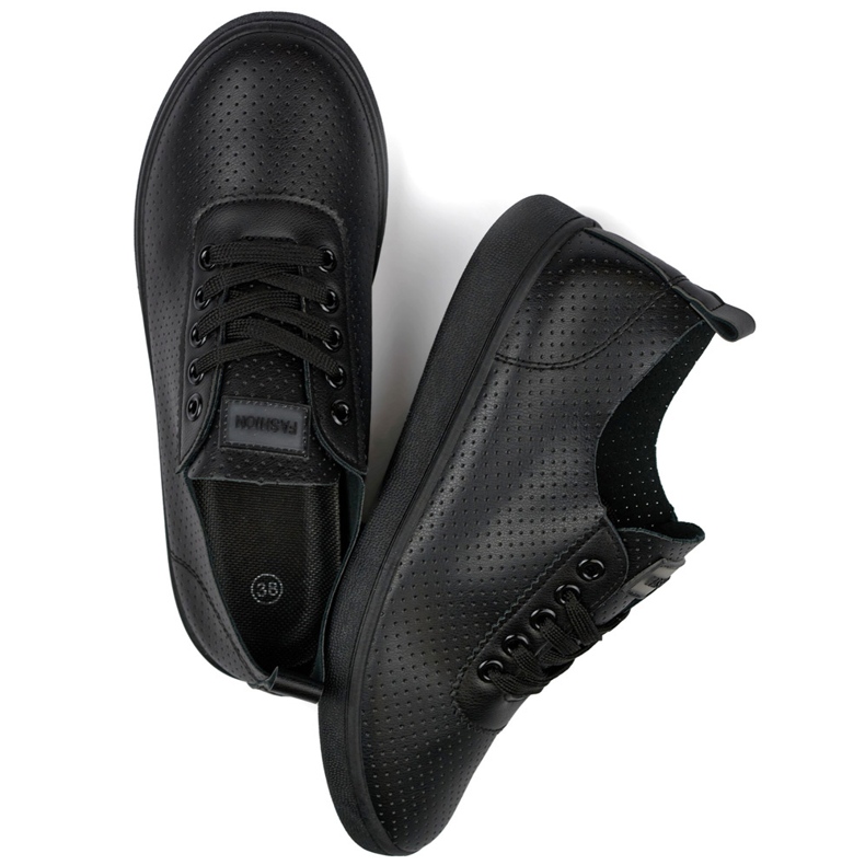 Schwarze durchbrochene Sneakers, durchbrochene Damen-Sneaker 1