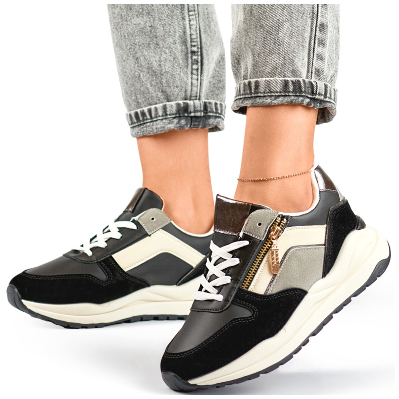 Lässige Sportschuhe für Damen, schwarze Turnschuhe 2