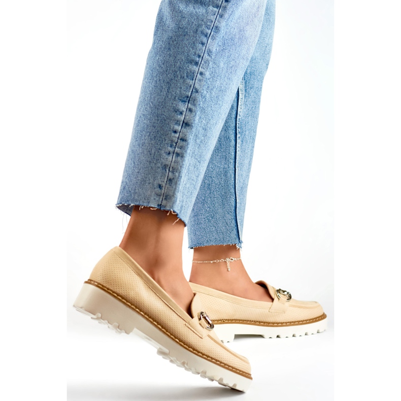 Beige Damen-Plateauschuhe 1