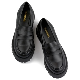 Mokassins Schwarze Damen-Loafer aus Öko-Leder 1